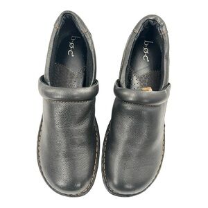 b.o.c. Dark Genuine Black Leather Casual Clogs Size 10 Like New Great For Work
